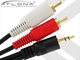 Atlona 12Ft (4M) 1/8 (3.5mm) Mini Stereo Male To Dual RCA Male Cable, Audio and Video