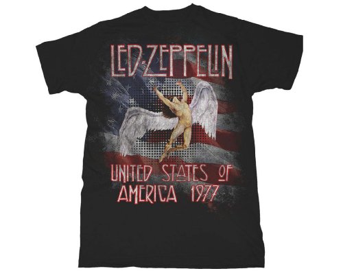 Led Zeppelin Mens America 1977 Regular Tee - Large