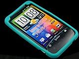 TURQUOISE Soft Silicone Skin Cover Case for HTC Thunderbolt 4G (Verizon) + Screen Protector + Car Charger [In Twisted Tech Retail Packaging]