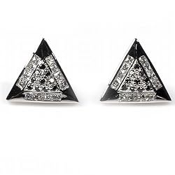 STERLING SILVER MEN'S EARRINGS Black and Clear CZ
