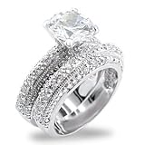Women's Wedding Clear Cubic Zirconia Rhodium Ring, Size: 5-11