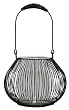 Metal lantern with inserted glass cylinder 8"H x 8 1/4"D