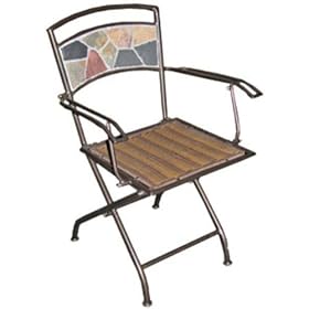 Deeco CP DM10191 Rock Canyon Folding Chair (Pair) with Wrought Iron Powder Coated Frame...