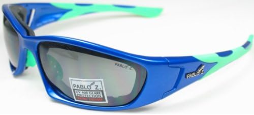 Pablo Z. Tr 90 Sport Sunglasses Genoa - With a Free Case (Metallic Blue with Green Nose & Tips Smoke Lens)