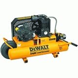DEWALT D55580 20 Amp 10 Amp 2 Horsepower 8-Gallon Wheeled Oiled Twin Pontoon Compressor with Dual Voltage and Dual Control