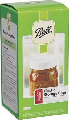 Ball Regular Mouth Plastic Storage Lids ~ Mason Canning Jar Caps Lot of 8 NEW
