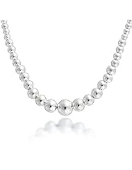 Sterling Silver 925 Graduated Beads Necklace 18", ITALY made