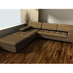 Design Sofa Wohnlandschaft MS-007 aus dem Stoff Baumwolle, Lounge Couch in der Farbe Natur-braun