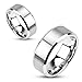 Jinique STR-0102 Stainless Steel Brushed Center Flat Band Ring Beveled Edge Ring; Sold by Piece