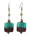 Earrings - E303 - Murano Style Glass - Square ~ Amethyst and Teal