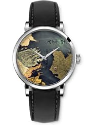 SPRAWL Aanalog Fashion Series Silver Ladies Watches of Genuine Black Leather Strap,Unique Wrist Watch for Women Girls Designed with Parts of the world