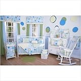 IMAGE OF Bundle-11 Minky Blue Bubbles 4 Piece Crib Bedding Set
