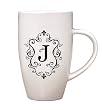 Monogram Elegant Initial 10oz. Ceramic Tapered Coffee Mug - J