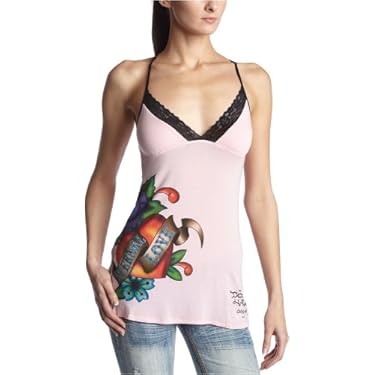 Ed Hardy Womens Admire Is A Gamble Chemise Black Medium