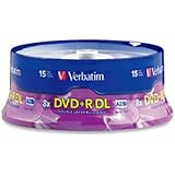 Verbatim DVD+R DL AZO 8.5 GB 8x-10x Branded Double Layer Recordable Disc, 15-Disc Spindle 95484