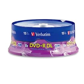 Verbatim 95484 8.5GB 8X Branded DVD+R DL (15pk Spindle)