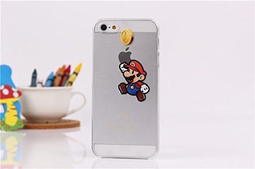 PBYE iphone 6 4.7'' Super Mario Bros. Game Brothers Playing Apple Logo Clear Transparent Skin Case Cover for Apple iPhone 6 4.7'' Xmas Gift