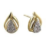 10K Yellow Gold Diamond Accent Teardrop Earrings