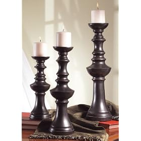 Pack of 6 Ebony Black Ribbed Pillar Candle Holders by CC Home Furnishings