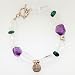 Amethyst, Quartz, and Turquoise Gemstone Bead Toggle Bracelet with Sterling Silver Flower Charm, 7" Length, #7516