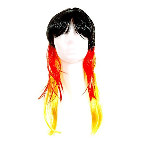 Langhaar Perücke schwarz rot gold Deutschland Germany