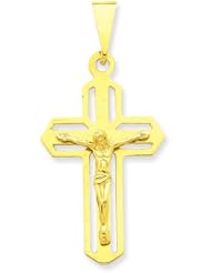 14K Yellow Gold Crucifix Pendant Charm Jewelry