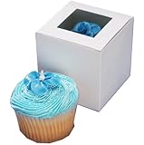 Darice 1404-281, Cupcake Box with Window, 12-Pieces per package, 3-1/2-Inch-by-3-1/2-Inch-by-3-1/2-Inch