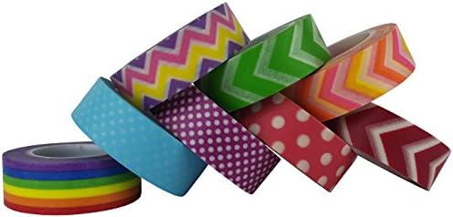 Washi Tape [TOP Quality Value Pack of 8] - Best Suitable for Arts and Craft - DIY Projects. Bundle of 15mm x 10m masking tape with Exclusive Bonus E-Book for Super DIY creative ideas