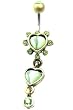 Stainless Steel Heart Belly Ring with Green CZ