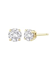 JK - SI2 / I1 Round Brilliant Cut Diamond Earring Studs in 14K Yellow Gold