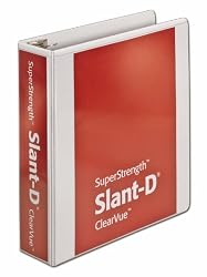 Cardinal 10500 Clearvue Premium Slant-D Vinyl Presentation Binder, 2 Capacity, White