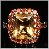 14K White Gold Citrine & Madeira Citrine Estate Ring