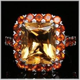 14K White Gold Citrine and Madeira Citrine Estate Ring by