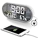 MOONORN LED Digital Alarm Clock, 6.5" Large Digit Mirror Clock Bedroom Nightstand Clock with Temperature Humidity Display, USB Charger Ports, Adjustable Brightness - for Travel Home Bedside Decor