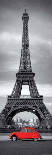 Empire 426888 Paris - Eiffelturm Citroen 2CV Ente Auto St&auml;dte Frankreich T&uuml;rposter Druck - Gr&ouml;sse 53 x 158 cm