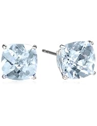 10k White Gold Aquamarine Cushion-Cut Stud Earrings (6mm, 1.80 cttw)