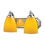 Elk Lighting 570-2C-CN 2 Light Vanity In Polished Chrome And Canary Glass