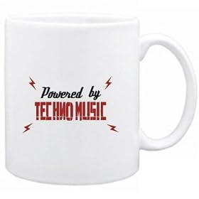POWERED BY Techno Music Musique Tasse (Blanc, C�ramique, 325 ml)