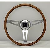 NRG Steering Wheel Classic Wood Grain Chrome Spokes 365mm Part# ST-065
