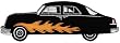 Hot Rod Iron-On Patch Embroidered Car Flames Souvenir Flaming Automobile