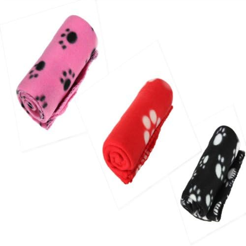 Cute Handcrafted Cozy Warm Paw Print Pet Dog Cat Fleece Blanket Mats.