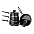 Premier Housewares 5-Piece Black Aluminium Cookware Set, 14/ 16/ 18/ 20 cm Saucepans and 24 cm Frypan