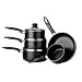 Premier Housewares 5-Piece Black Aluminium Cookware Set, 14/ 16/ 18/ 20 cm Saucepans and 24 cm Frypan