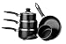 Premier Housewares 5-Piece Black Aluminium Cookware Set, 14/ 16/ 18/ 20 cm Saucepans and 24 cm Frypan