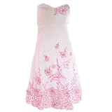 Ladies White Strapless Bandeau Summer Floral Dress