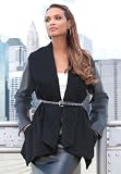 Jessica London Plus Size Wool and Leather Coat