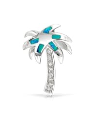 Jewelry: Bling Jewelry CZ Blue Opal Inlay Tropical Palm Tree Pendant 925 Sterling Silver - Bling Jewelry