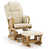 Glider Rocker & Ottoman w/ Beige Cushion Pecan 41Yqnj 7COL. SL160 Glider Rocker & Ottoman w/ Beige Cushion Pecan