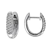10k White Gold Oval Pave Diamond Hoop Earrings (1/4 cttw, H-I Color, I2-I3 Clarity)