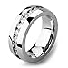 INBLUE Men's Wide 8mm Stainless Steel Eternity Ring Band CZ Silver Tone Wedding